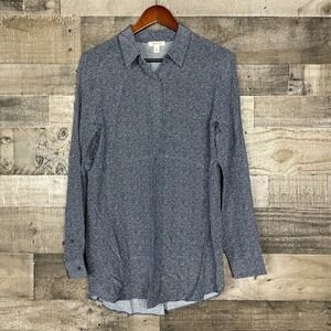 Goodthreads Women's Blouse Size XS Blue‎ & White Long Sleeve Career Top